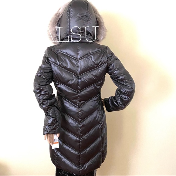 🔥SALE!🔥 Michael Kors Faux-Fur-Trim Hooded Down Puffer Coat Women's Size XS - Picture 4 of 15